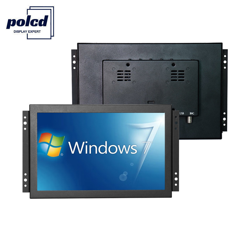 Polcd TFT-LCD-Display 10,1-Zoll-Industrie-Touchscreen-Monitor, hohe Helligkeit, IP65, Schwarz
