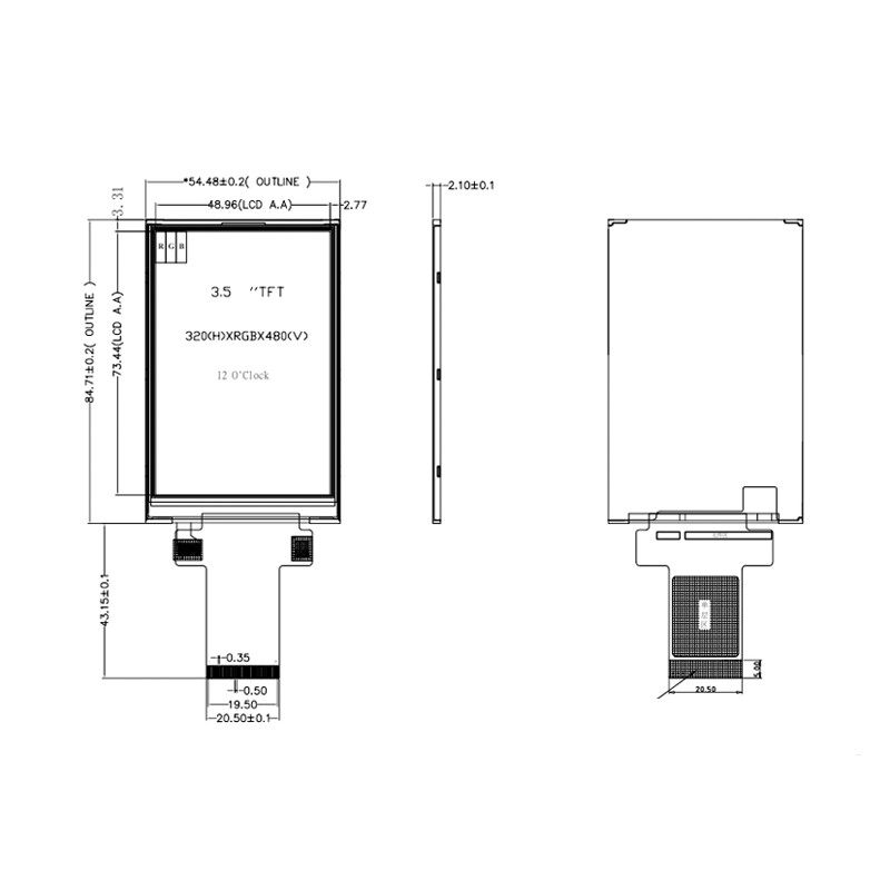 Polcd 320x480 Spi 3,5-Zoll-LCD-Anzeigefeld 450cd/m2 für Werbung