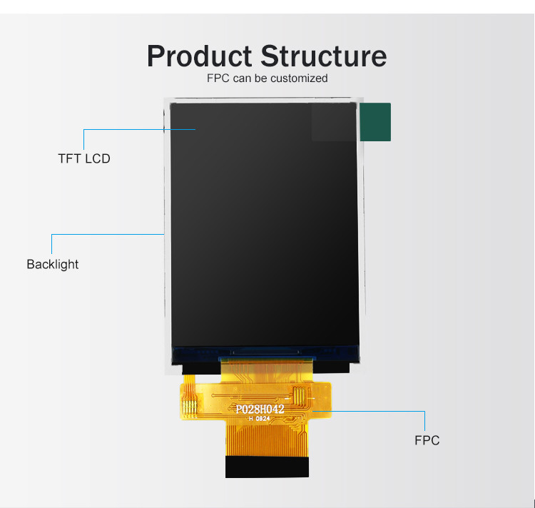Polcd MCU 8 Bit 2.8 Lcd-Modul 57,6 mm Touchscreen-Anzeigemodul 12 0'CLOCK