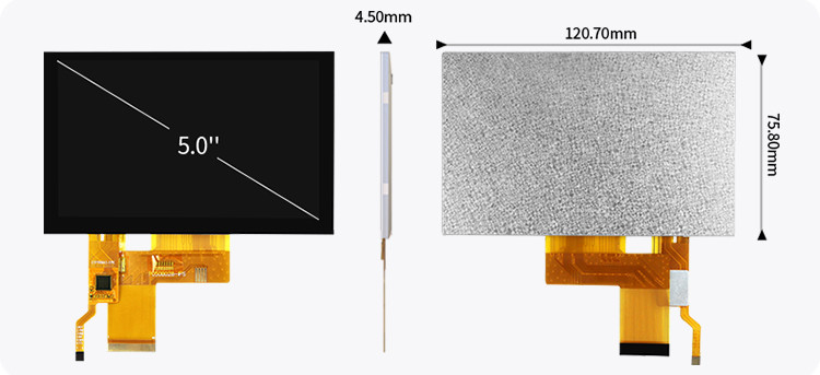 5 Zoll Tft Lcd Kapazitiver Touchscreen hohe Helligkeit 800x480 Auflösung Rgb-Schnittstelle Ips