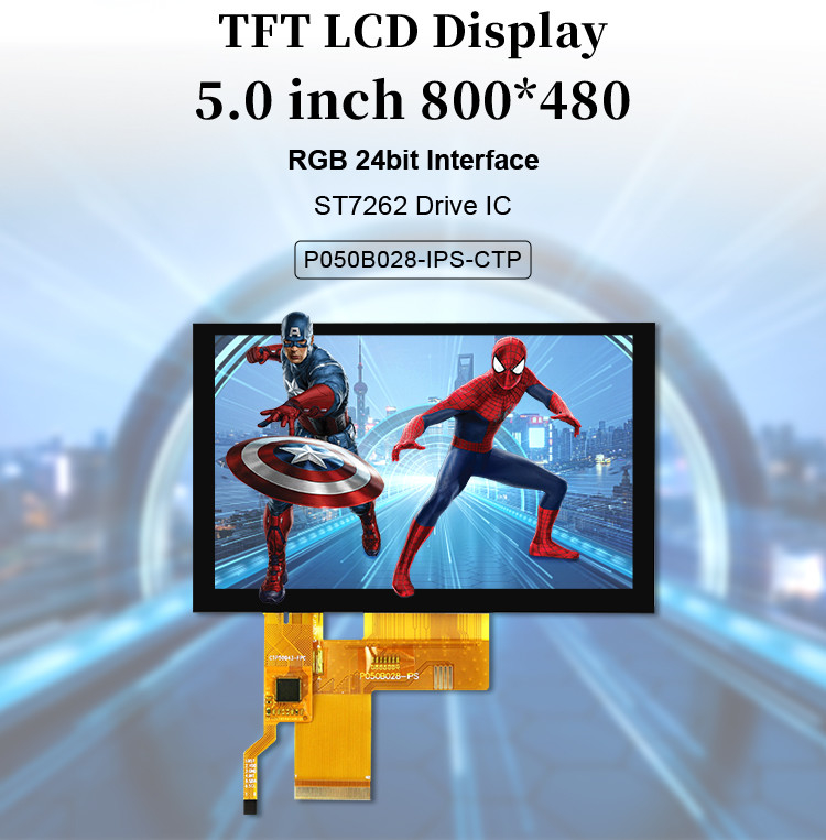 5 Zoll Tft Lcd Kapazitiver Touchscreen hohe Helligkeit 800x480 Auflösung Rgb-Schnittstelle Ips