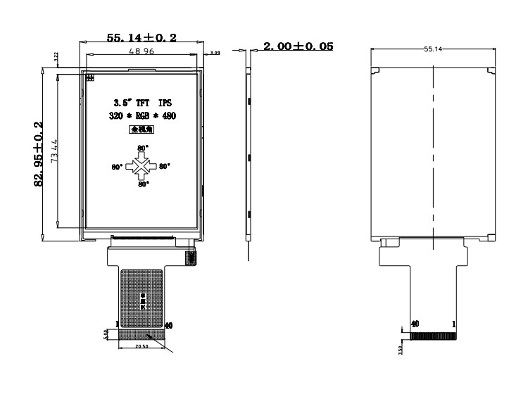 320x480 3,5 Zoll Tft Lcd Display 18 Bit Parallel Rgb Schnittstelle Kleine Größe