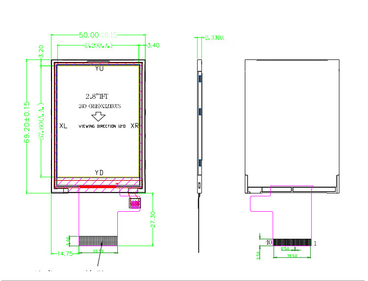 Polcd Farben 265K 2,8 Zoll TFT Modul 57,6 mm Normal weiß SPI Schnittstelle Lcd tft Modul