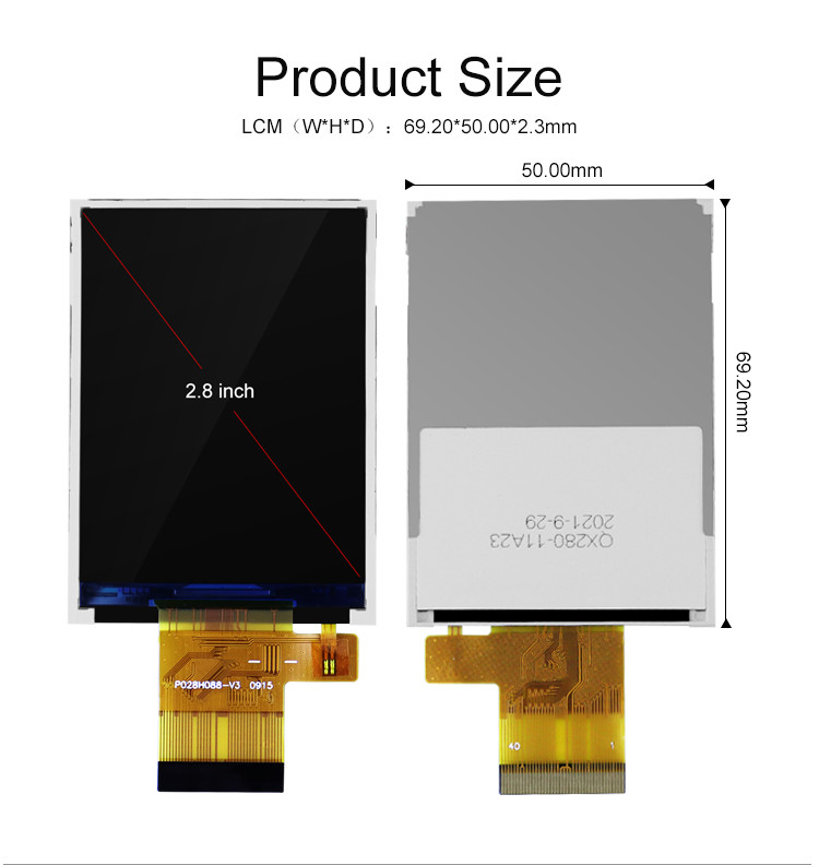 Polcd Farben 265K 2,8 Zoll TFT Modul 57,6 mm Normal weiß SPI Schnittstelle Lcd tft Modul