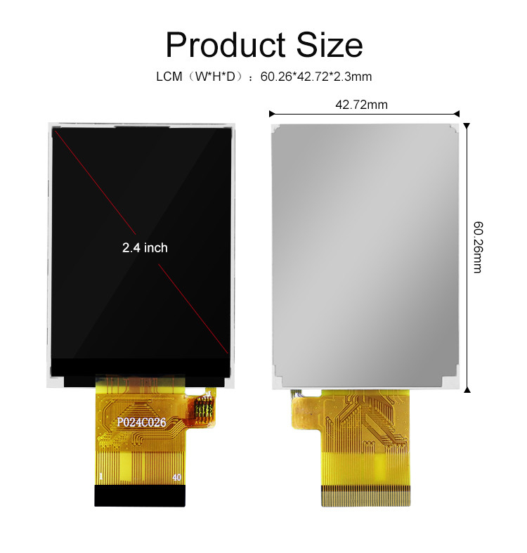 Polcd ST7789V 2,4 Zoll Tft-Display 12 0'CLOCK 240x320 Tft LCD-Panelschirm