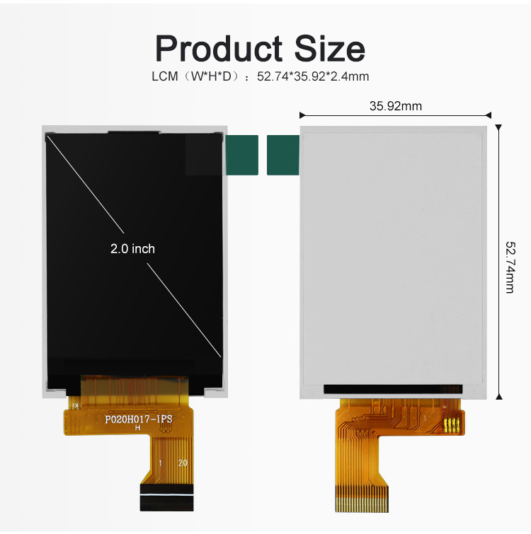 Polcd MCU 8 BIT 2-Zoll-TFT-Display 30,6 mm IPS-TFT-LCD-Display
