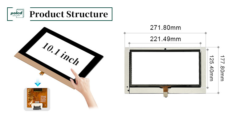 Polcd Custom 10,1 Zoll CTP 16:9 GT911 GG Transparenter Glas-Touchscreen Kapazitives Touchpanel