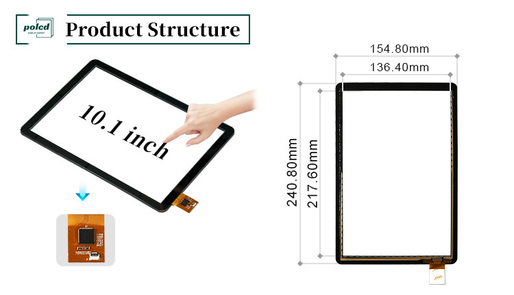 Polcd 10,1 Zoll GT9271 Quadratform Glas 800x1280 Kapazitives Touchscreen-Panel für Industrie-Automotive