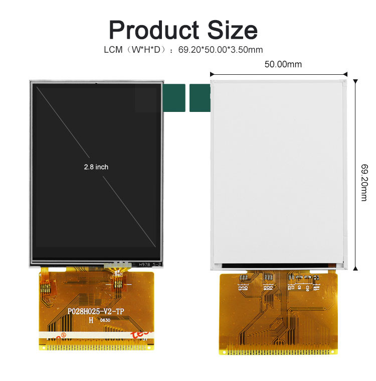 Polcd 2,8-Zoll-TFT-LCD-Touchscreen mit vollem Betrachtungswinkel, sonnenlichtlesbares IPS-Panel
