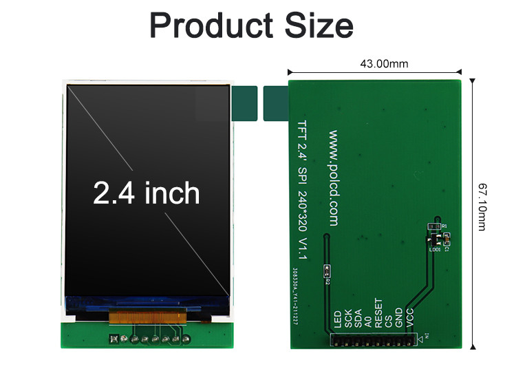 Polcd 4 Wire SPI Tft Lcd 2,4 Zoll 240X320 Touchscreen Lcd mit Leiterplatte
