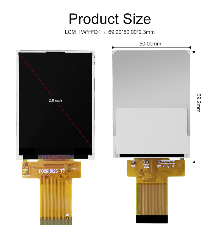 Polcd ILI9341V TFT-Display mit hoher Helligkeit, 16-Bit-2,8-Zoll-Raspberry-Pi-Bildschirm