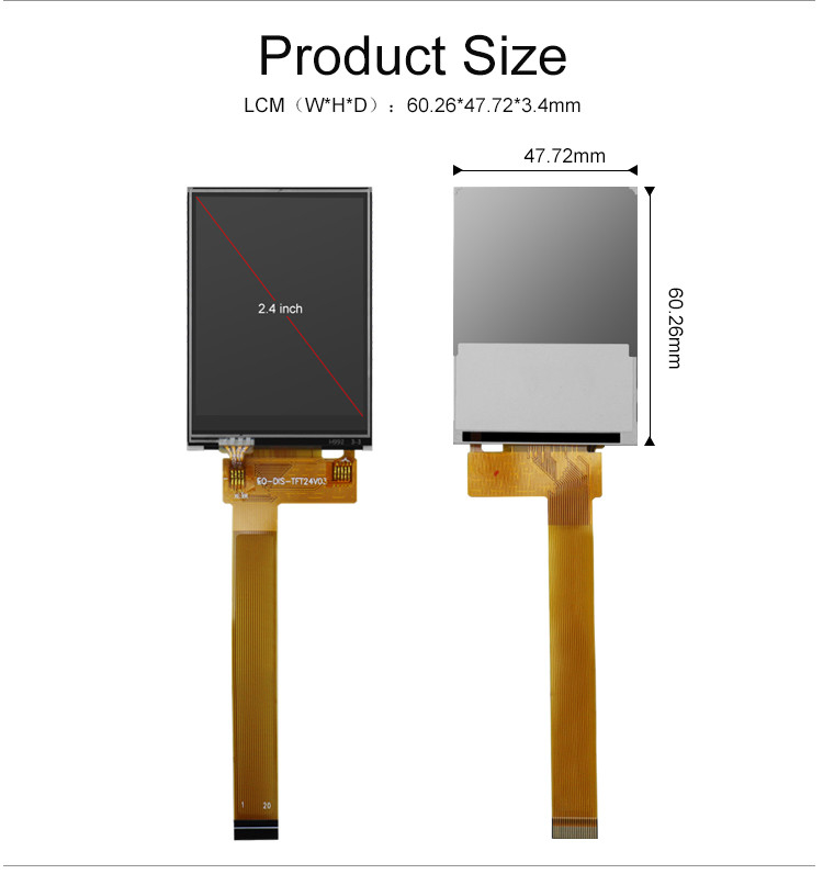 Polcd Black 8080 MCU 2,4 Zoll TFT Display 8 Bit 2.4 TFT Spi 240x320
