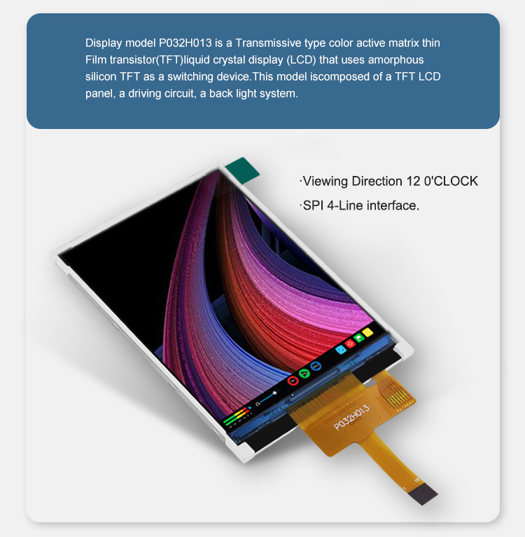 Polcd ST7789V 3,2-Zoll-TFT-LCD-Farbdisplay 262K TFT-LCD-Display 48,6 mm 12 0'CLOCK