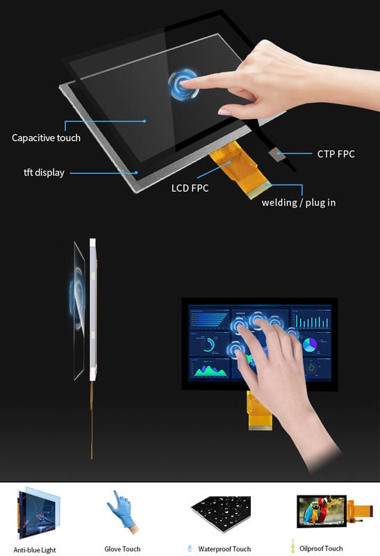 Polcd 7' Tft Lcd Panel 800x480 Kapazitiver Touchscreen RGB Schnittstelle 7 Zoll LCD Modul Anzeige