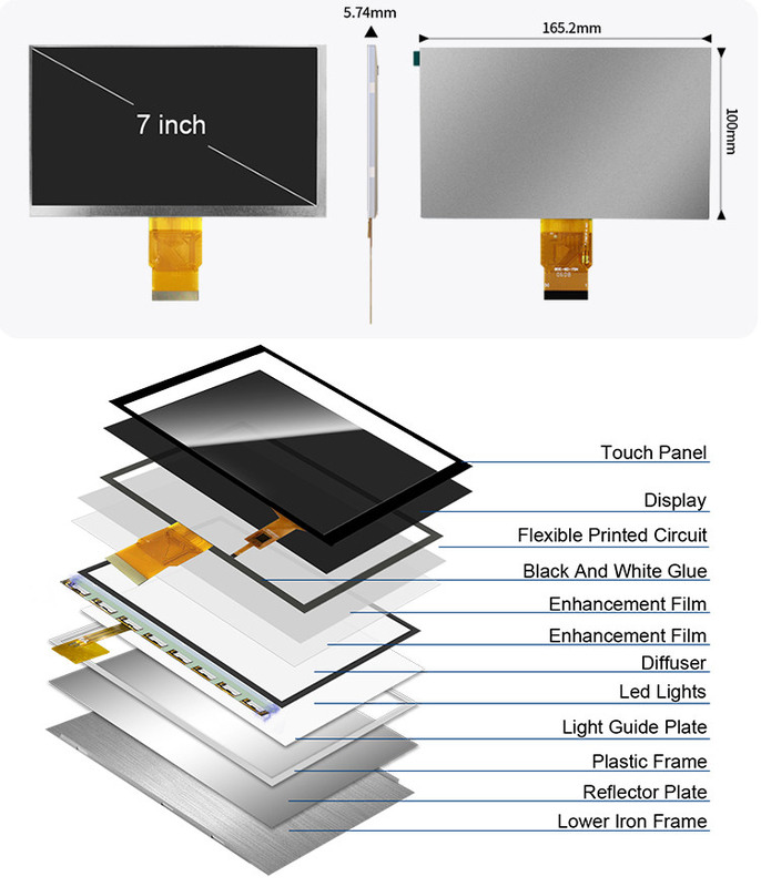 Polcd 7 Zoll Tft-Modul 800X480 hohe Helligkeit IPS-Bildschirm RGB-Schnittstelle Kapazitive Touch-Panel 7 