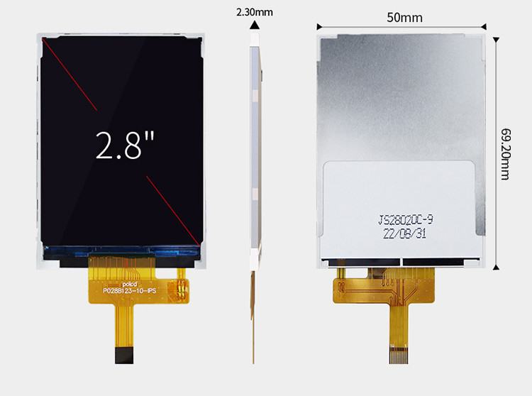 Polcd Kleines LCD 2,8' 240x320 Industrial IPS Farbbildschirm Vollbild 2,8 Zoll Parallel Port TFT LCD-Display