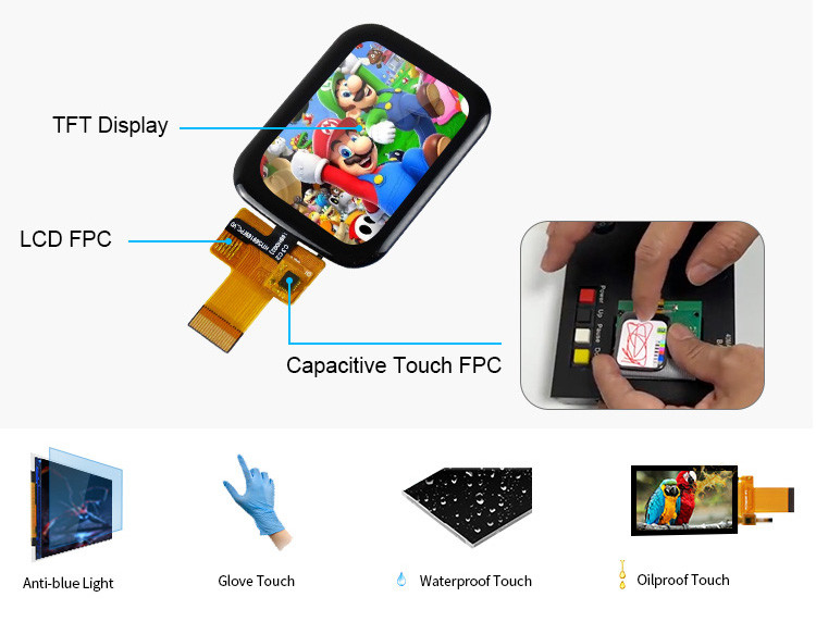 Polcd 1,69 Zoll Touchscreen LCD-Display 240x280 SPI-Schnittstelle Kleines TFT-Modul