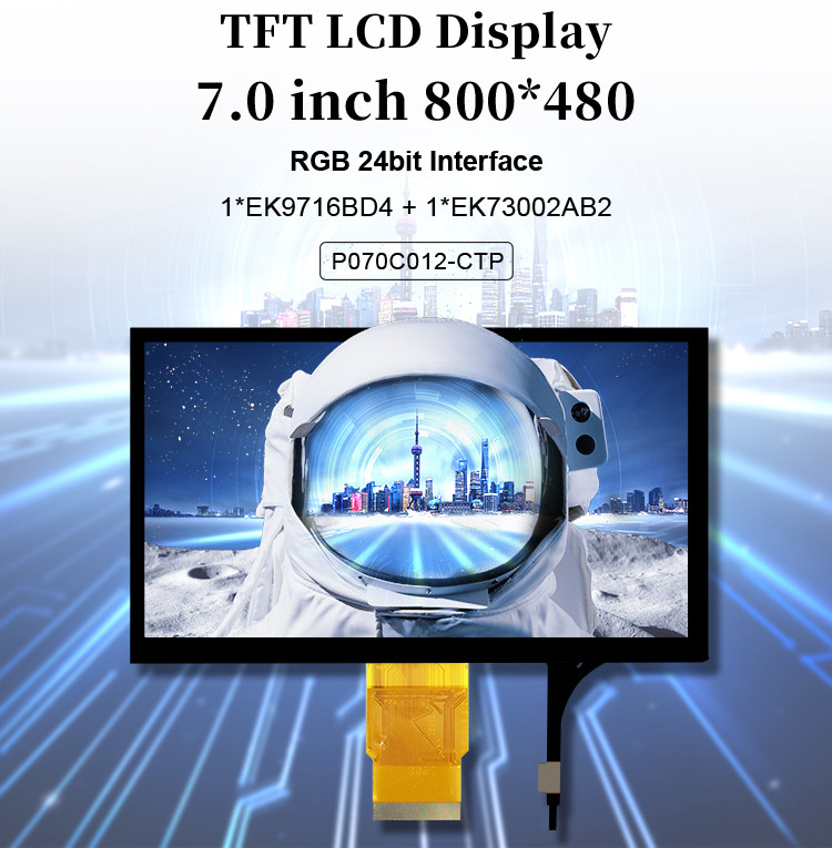 Polcd 7-Zoll-LCD-Modul mit mittlerer Größe 800*480 hoher Helligkeit Kapazitiv-Touch-TFT-Display