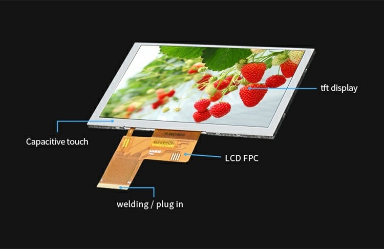 Polcd 5.0 Inch TFT LCD Panel 800*480 Resolution 500nits RGB Interface 5