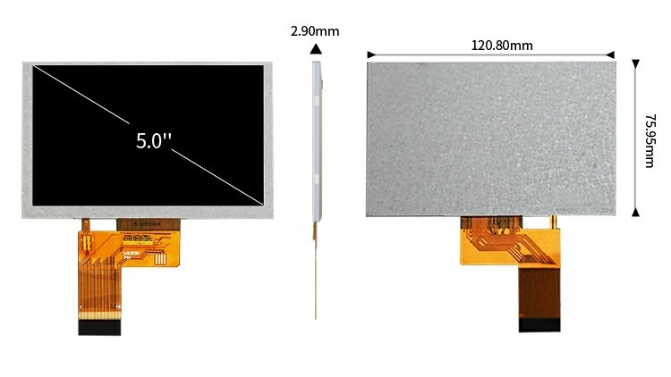 Polcd 5.0 Inch TFT LCD Panel 800*480 Resolution 500nits RGB Interface 5