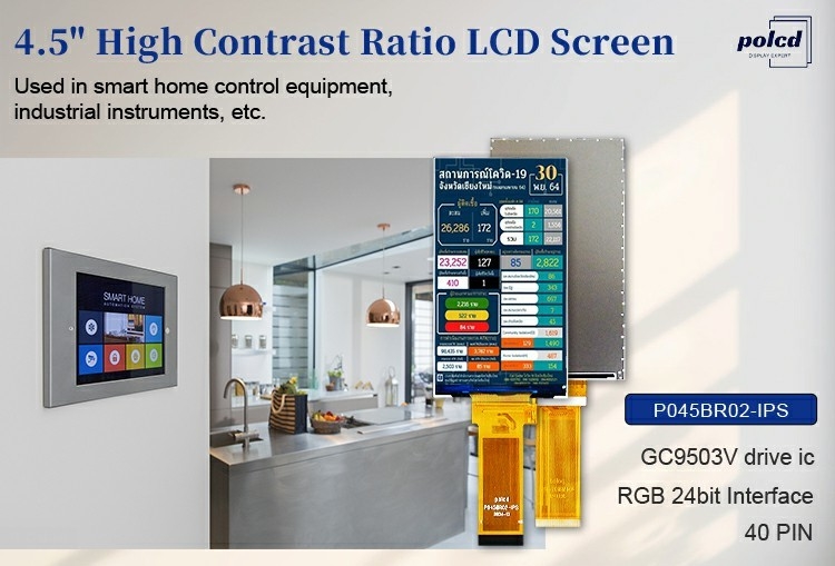 Polcd LCD Hersteller 4,5-Zoll 480x854 Gc9503v Rgb-Schnittstelle Hohe Helligkeit IPS TFT Bildschirmpaneelanzeige