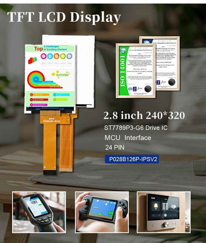 Polcd 2,8 Zoll LCD-Bildschirm 240x320 MCU-Schnittstelle Weitblick Winkel TFT Transflexions-LCD-Modul mit ST7789P3-G6