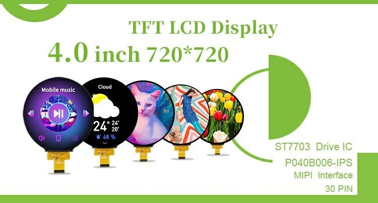 Polcd 4 Zoll Rundes Kreisförmiges TFT-Display 720x720 MIPI-Schnittstelle 30 Pins ST7703 TFT-LCD-Bildschirmmodul