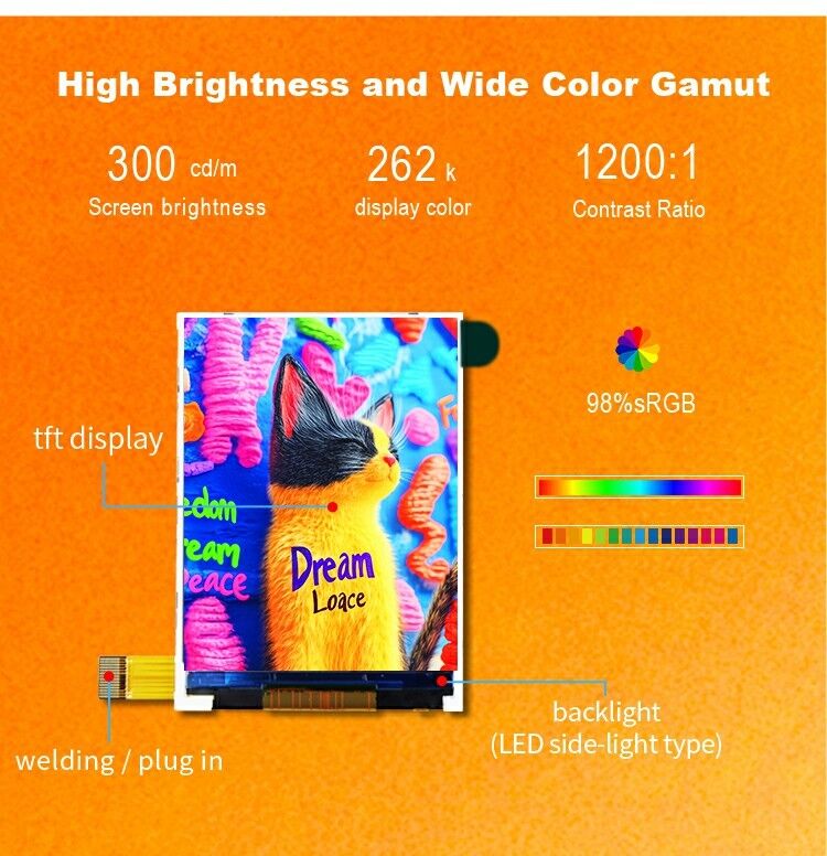 Polcd TFT LCD Manufacturer 2.8 Inch TFT LCD Module 240x320 High Resolution TFT Display