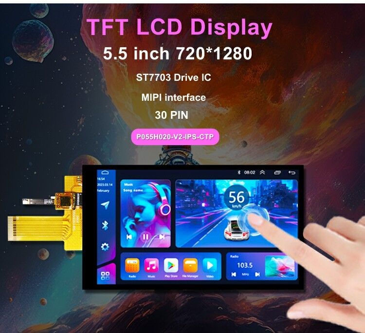 Polcd 5,5 Zoll IPS TFT LCD 720x1280 Vollblick Winkel mit MIPI-Schnittstelle LCD-Display-Modul
