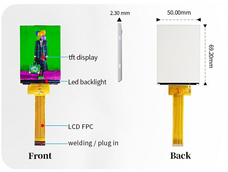 Polcd 2,8 Zoll TFT-Display 240x320 IPS-Bildschirm mit hohem Kontrast 1200:1 TFT-Panel-LCD-Modul
