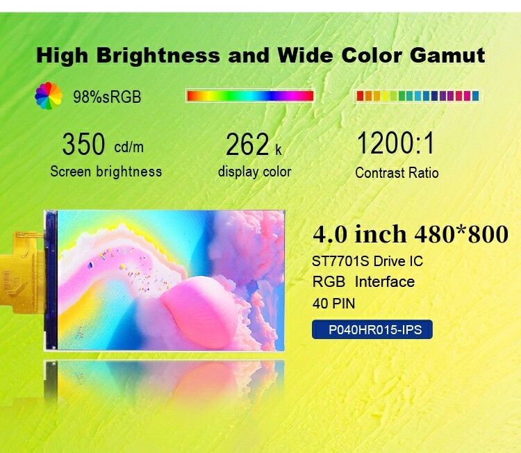 Polcd Custom RGB 24bit Schnittstelle 4,0 Zoll 480*800 Punkte Kleine Farbe TFT-LCD-Display-Panels Bildschirm