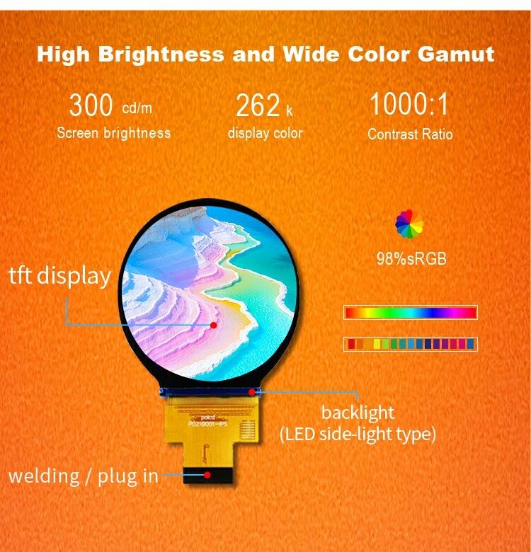 Polcd 2,1 Zoll IPS Kleines rundes LCD 480*480 Mipi Schnittstelle ST7701S Kreiskreiskreis TFT-Display Modul