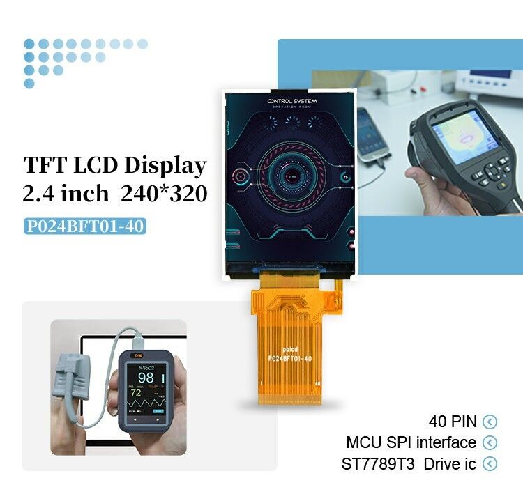 Polcd 2,4 Zoll TFT 240*320 MCU SPI-Schnittstelle Sonnenlichtlesbare Transflektive Technologie LCD-Anzeige