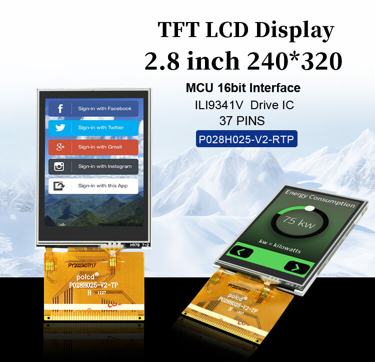Polcd 240 x 320 Auflösung 37 Pin TFT LCD ILI9341V Laufwerk IC 2,8 Zoll Touchscreen