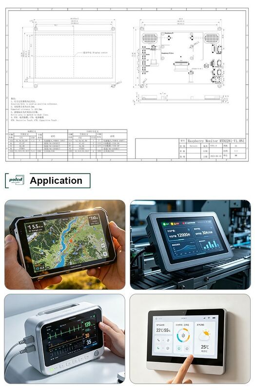 Polcd hohe Helligkeit 7 Zoll 1024x600 RGB LCD-Laufwerk RTD2281 mit Audio-Lautsprecher für industrielle Außeneinstellungen