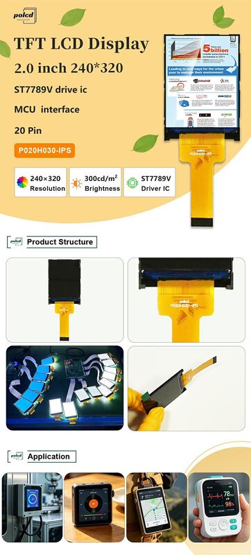 Polcd 2 Zoll 240*320 IPS-Bildschirm Übertragbar ST7789V 300 nit 20 pin MCU Schnittstelle TFT LCD Modul Anzeige