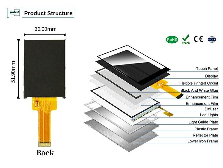 Polcd Flüssigkristall-Display 2.0 Zoll Mini Vollfarbe ST7789 MCU IPS Vollwinkelansicht 240x320 TFT-LCD-Modul