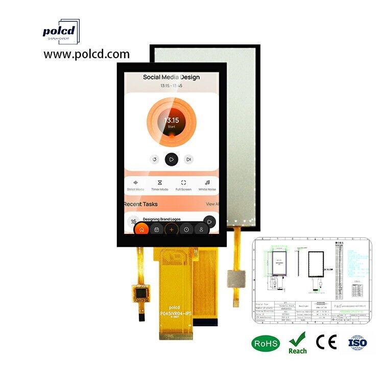 Polcd 4,5 Zoll TFT 480*854 Auflösung Kontrastverhältnis 1200:1 RGB Schnittstelle IPS Touchscreen LCD Module