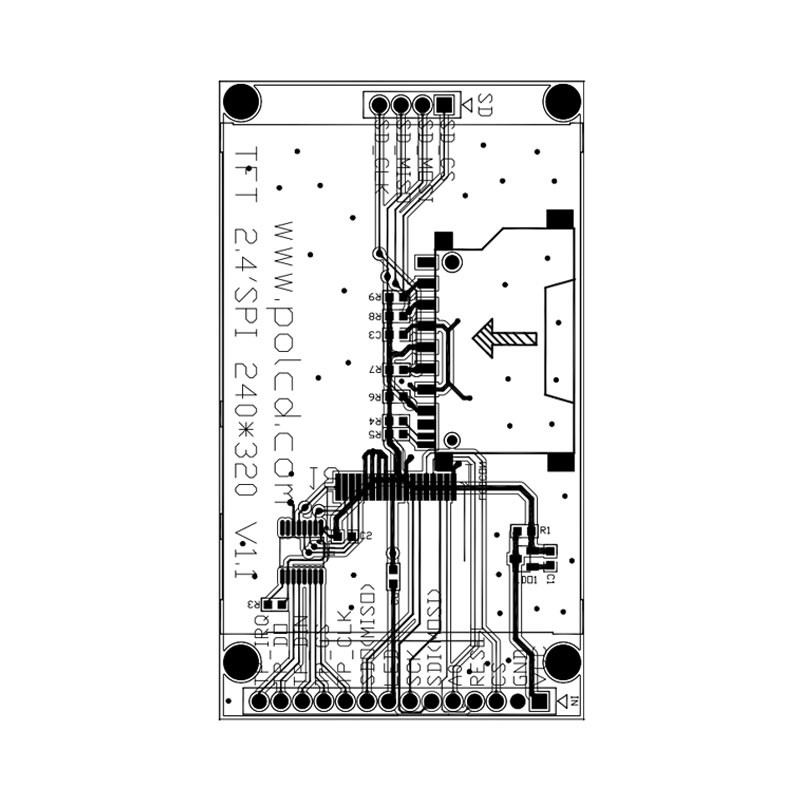 Polcd 18 Pin 260 NIT 2,4 Zoll TFT Display 240X320 Kapazitiver Touchscreen Lcd