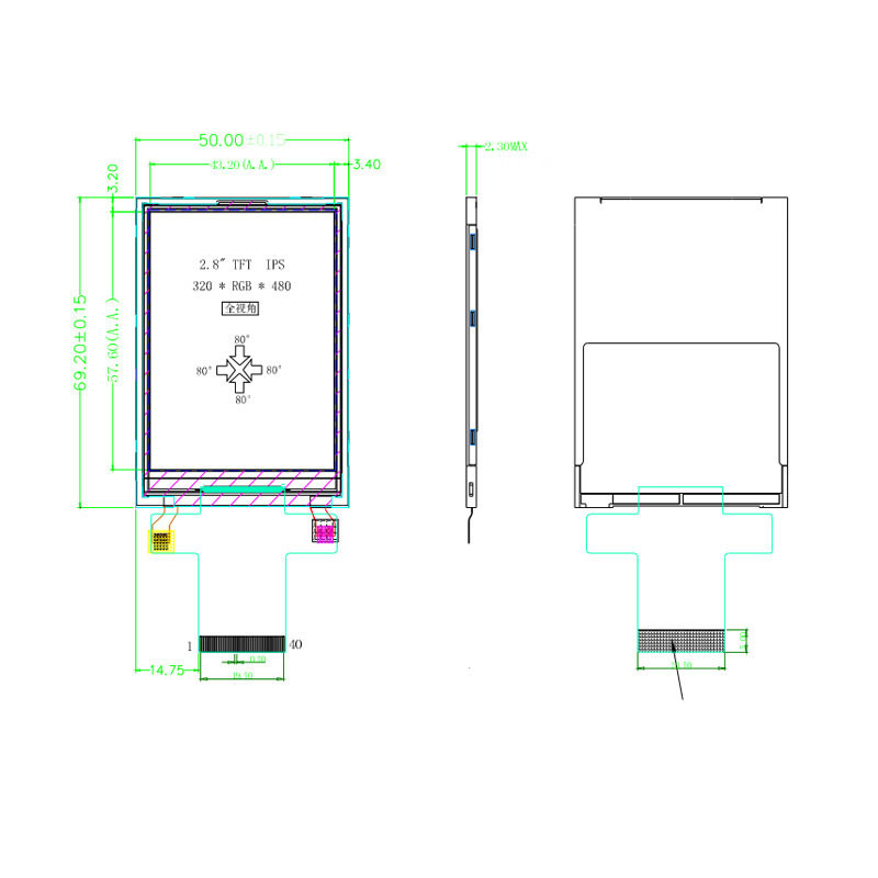 Polcd 4-Draht-ST7789V-IPS-TFT-LCD-Display 2,8 Spi-TFT-Modul 240 x 320 Pixel